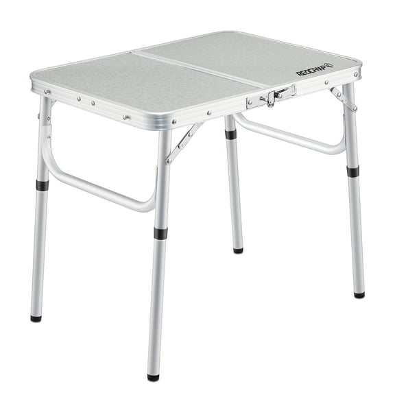 REDCAMP Small Folding Table Portable 2 Feet, Small Foldable Table Adjustable Height, Lightweight Aluminum Camping Table