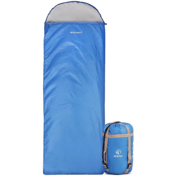 REDCAMP Ultra Lightweight Sleeping Bags for Adults Warm Weather, Zippered Compact Summer Sleeping Bags for Backpacking Camping Hiking Travel, with Compression Sack,Blue