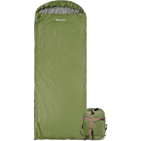 REDCAMP Ultra Lightweight Sleeping Bags for Adults Warm Weather, Zippered Compact Summer Sleeping Bags for Backpacking Camping Hiking Travel, with Compression Sack, Green