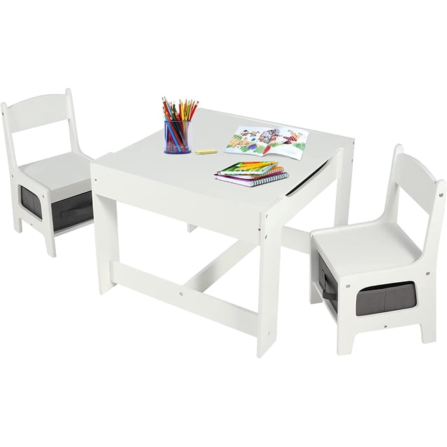 REDCAMP Wood Table and 2 Chairs Set, 3 in 1 Kids Table and Chair