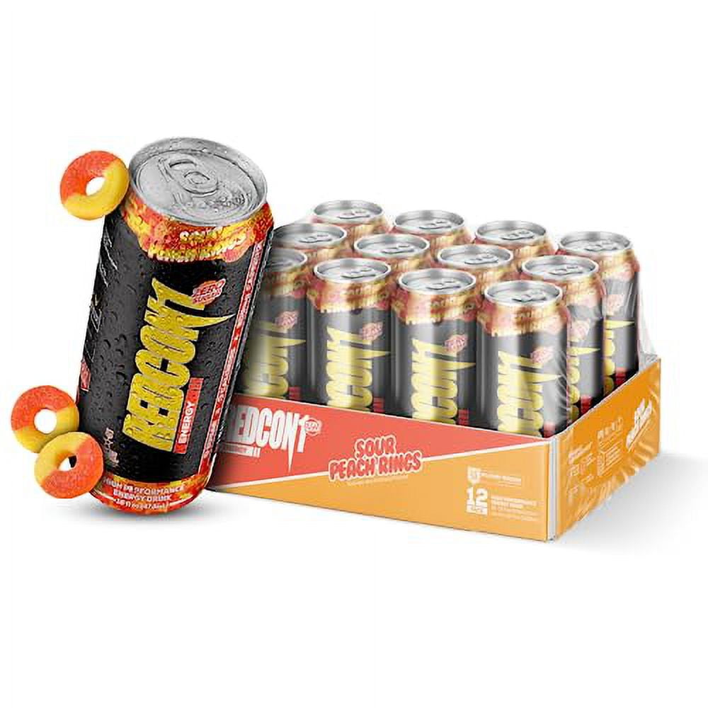 REDCON1 Energy High Performance Drink, Sour Peach Rings Zero Sugar