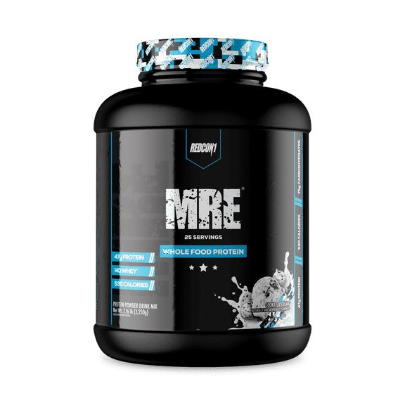 REDCON1 MRE Protein Powder, Cookies N' Cream - Meal Replacement Protein Blend Made with MCT Oil & Whole Foods - Protein with Natural Ingredients to Aid in Muscle Recovery (25 Servings)