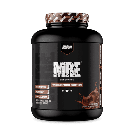 REDCON1 MRE Protein Powder, Fudge Brownie - Meal Replacement Protein Blend Made with MCT Oil & Whole Foods - Protein with Natural Ingredients to Aid in Muscle Recovery (25 Servings)