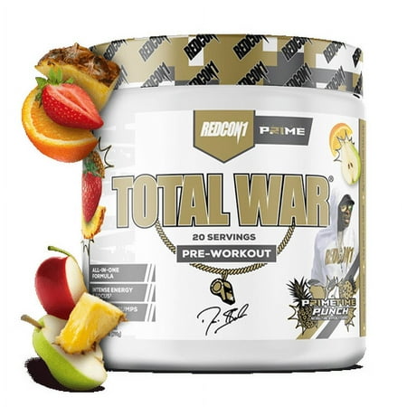 REDCON1 Total War Pre-Workout Powder Beta-Alanine & Citrulline Malate, Primetime Punch, 20 Servings