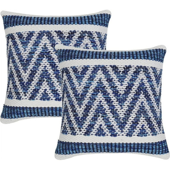 REDEARTH · Boho Textured Throw Pillow Cushion Covers - Woven Tufted Decorative Farmhouse Cases Set for Couch - Bed - Chair - Dining - Patio - Outdoor - 100% Cotton (18"x18" - Denim Folks) Pack of 2