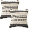 thumbnail image 1 of · REDEARTH · Boho Textured Throw Pillow - Cushion Covers Woven Tufted Decorative Farmhouse Cases Set for Couch - Sofa - Bed - Dining - Patio - Outdoor - 100% Cotton(18"x18" -Precis Descant) Pack of 2, 1 of 9