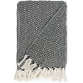 thumbnail image 1 of REDEARTH Classic Herringbone Throw Blanket -Medium Weight Soft Lap Blanket for Sofa Bed Couch Chairs loveseats car, Living, Indoor/ Outdoor use 100% Cotton 50x60; Black, 1 of 8