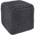 thumbnail image 1 of · REDEARTH · Cube Pouf Foot Stool Ottoman - Hand Knitted Coffee Table - Cotton Cord Boho Pouffe - Home Décor Poof - Stuffed Footrest for Living Room - Bedroom - Patio (16"x16"x16") - Dark Gray, 1 of 9