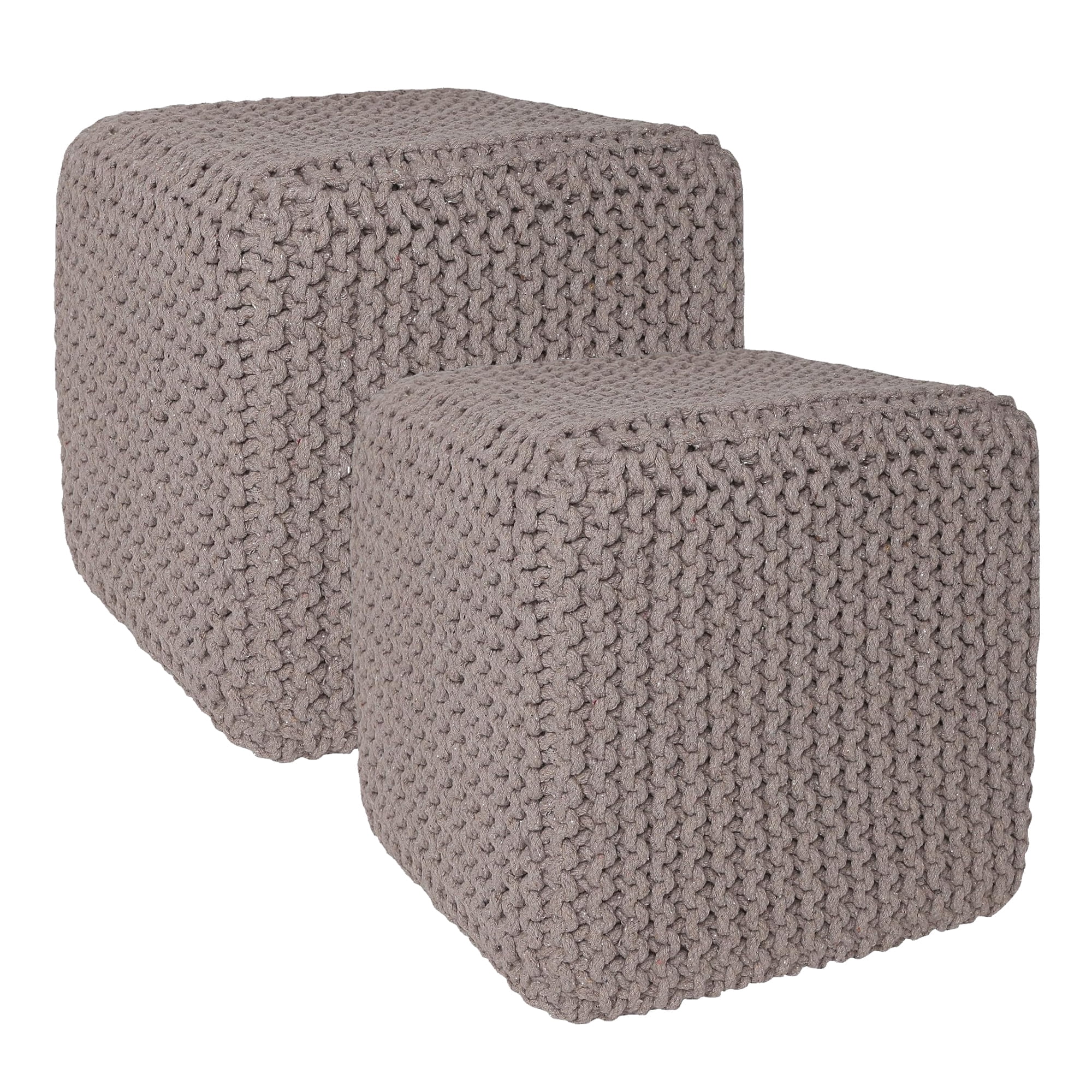 · REDEARTH · Cube Pouf Foot Stool Ottoman - Hand Knitted Poof - Cord ...