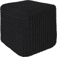 thumbnail image 1 of · REDEARTH · Cube Pouf Foot Stool Ottoman - Hand Knitted Poof - Cord Boho Pouffe - Home Décor - Stuffed Footrest for Living Room - Bedroom - Covered Patio (16"x16"x16") - Black, 1 of 6