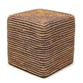 thumbnail image 1 of · REDEARTH · Cube Pouf Foot Stool Ottoman - Jute Braided Pouffe Poof Accent Sitting Footrest for The Living Room, Bedroom, Nursery, Patio, Lounge 50% Jute 50% Cotton (14.5"x14.5"x16"; Natural Black), 1 of 9
