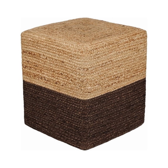 · REDEARTH · Cube Pouf Foot Stool Ottoman - Jute Braided Pouffe Poof Accent Sitting Footrest for The Living Room, Bedroom, Nursery, Patio, Lounge & Other Rooms (14.5”x14.5”x16”; Natural Acorn)