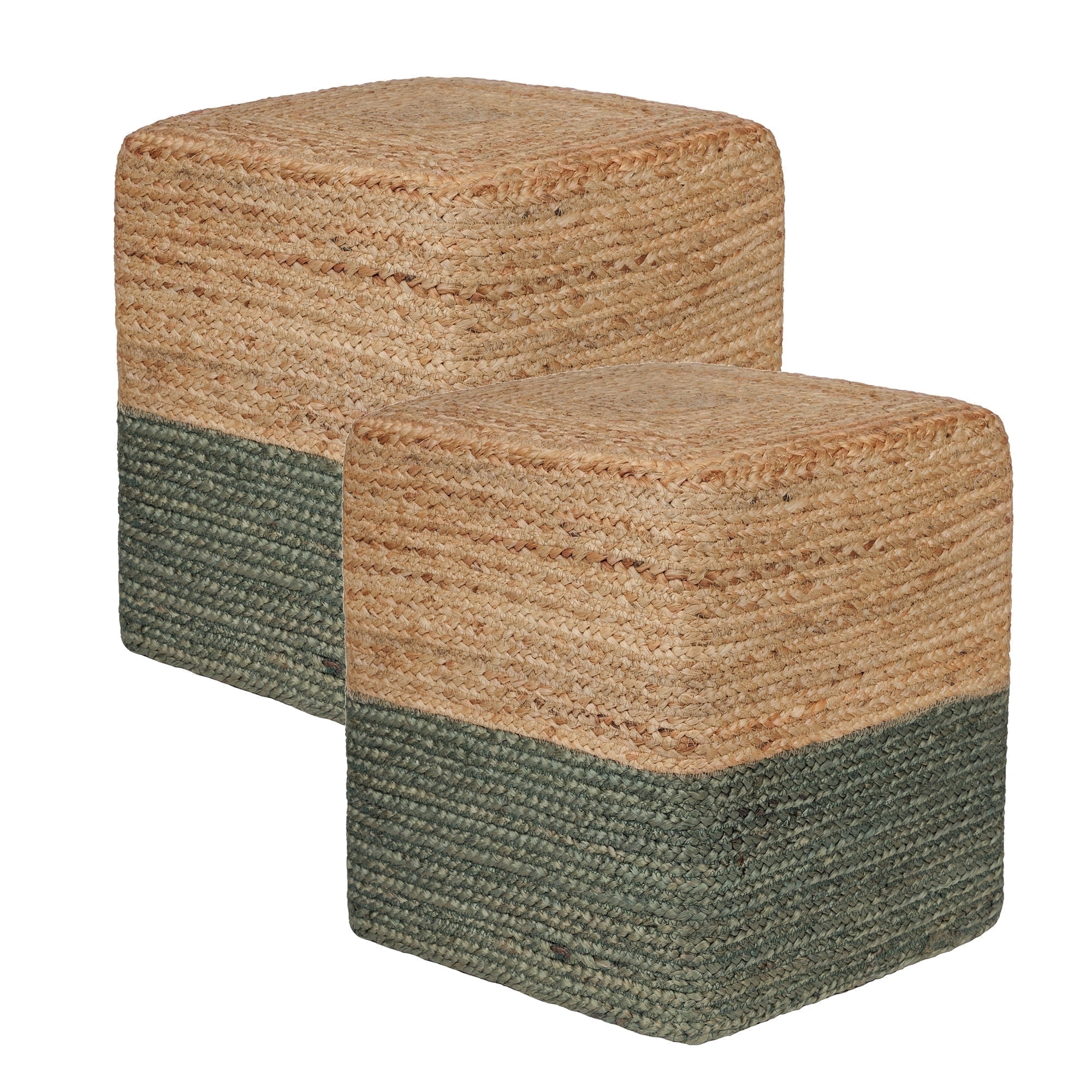 · REDEARTH · Cube Pouf Foot Stool Ottoman - Jute Braided Pouffe Poof ...