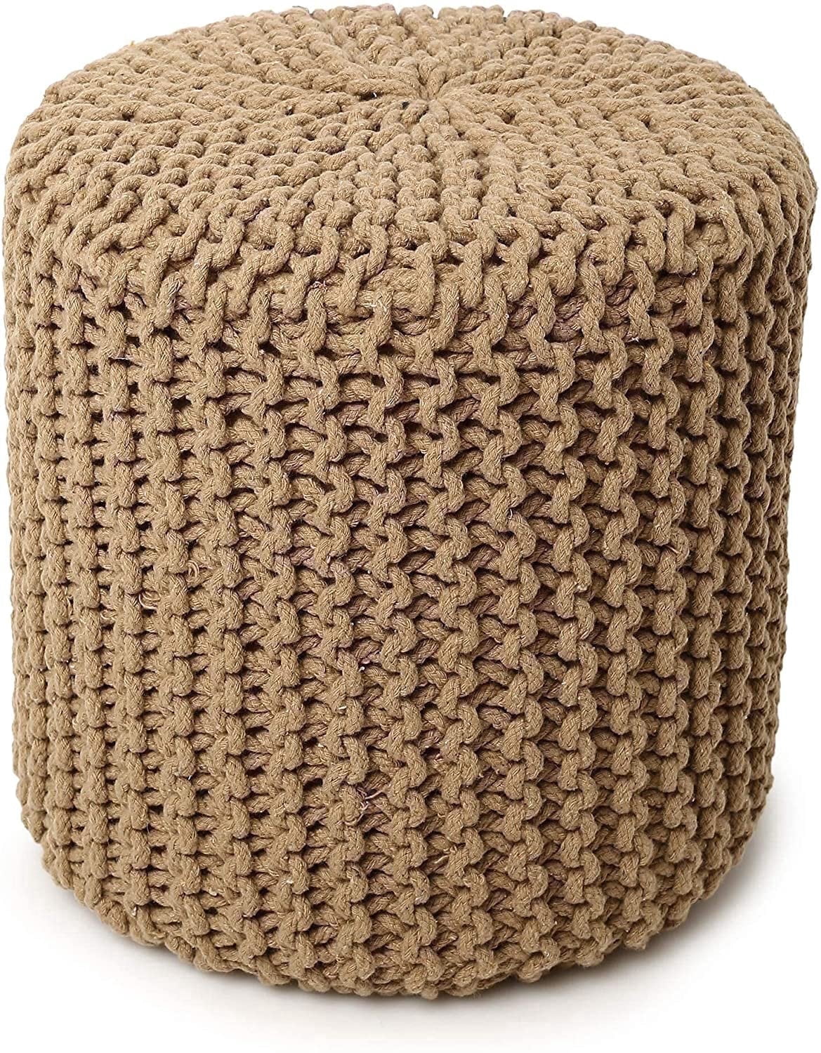 · REDEARTH · Pouf Ottoman - Cylindrical Knitted Poof - Cord Boho Pouffe ...