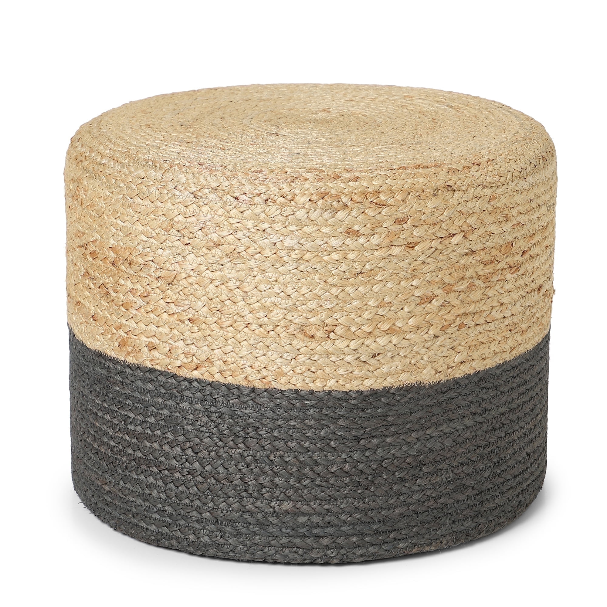 · REDEARTH · Cylindrical Pouf Foot Stool Ottoman - Jute Braided Pouffe ...
