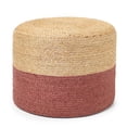 thumbnail image 1 of · REDEARTH · Cylindrical Pouf Foot Stool Ottoman - Jute Braided Pouffe Poof Accent Sitting Footrest for Living Room, Bedroom, Nursery, Patio, Lounge & Other Rooms (Natural Rust, 18"x18"x14"), 1 of 6