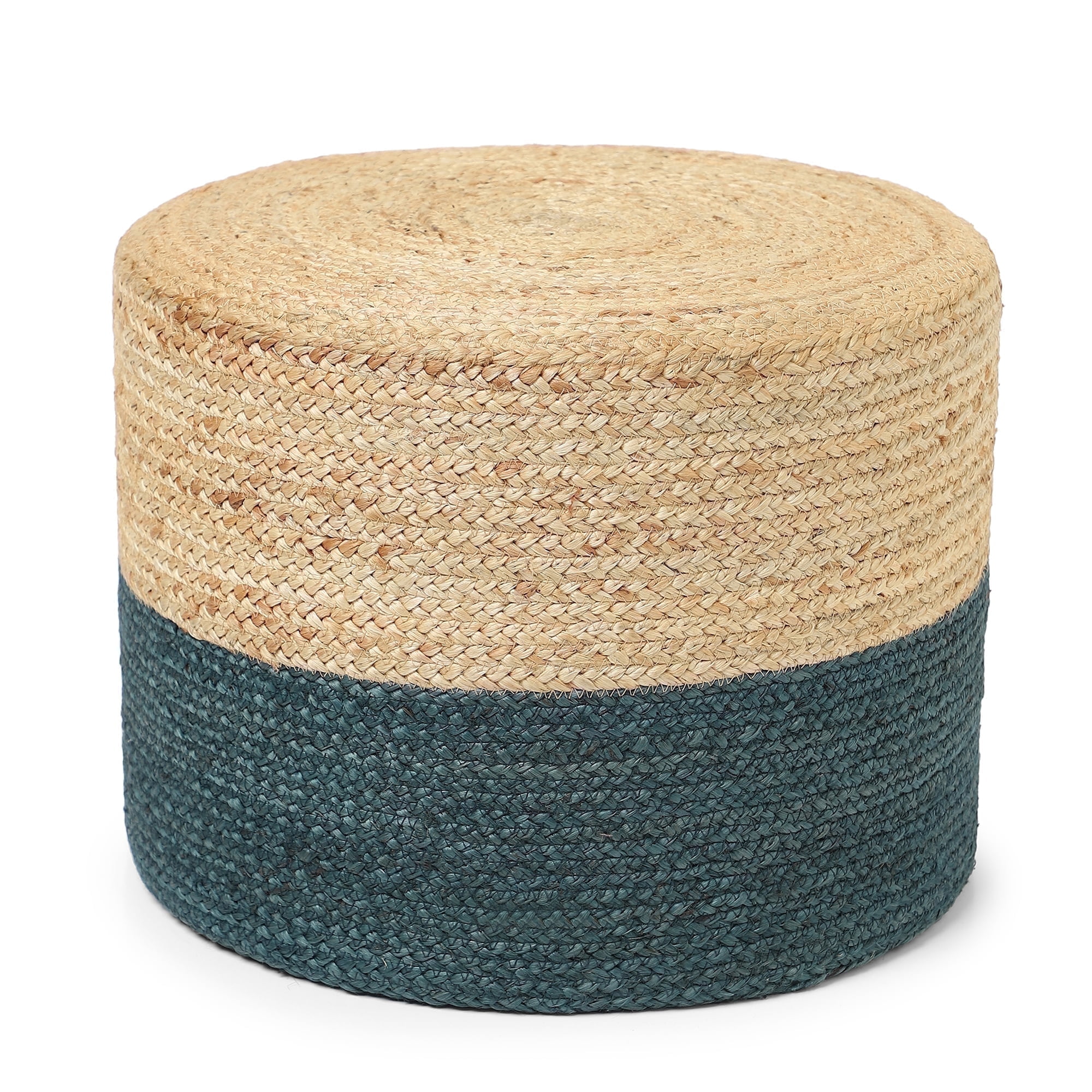 · REDEARTH · Cylindrical Pouf Foot Stool Ottoman - Jute Braided Pouffe ...