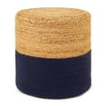 thumbnail image 1 of · REDEARTH · Cylindrical Pouf Ottoman - Braided Pouffe Accent Sitting Round Footrest for Living Room, Bedroom, Nursery, kidsroom, Patio, Gym; 50% Jute, 50% Cotton (14.5x14.5x16; Navy Natural), 1 of 9