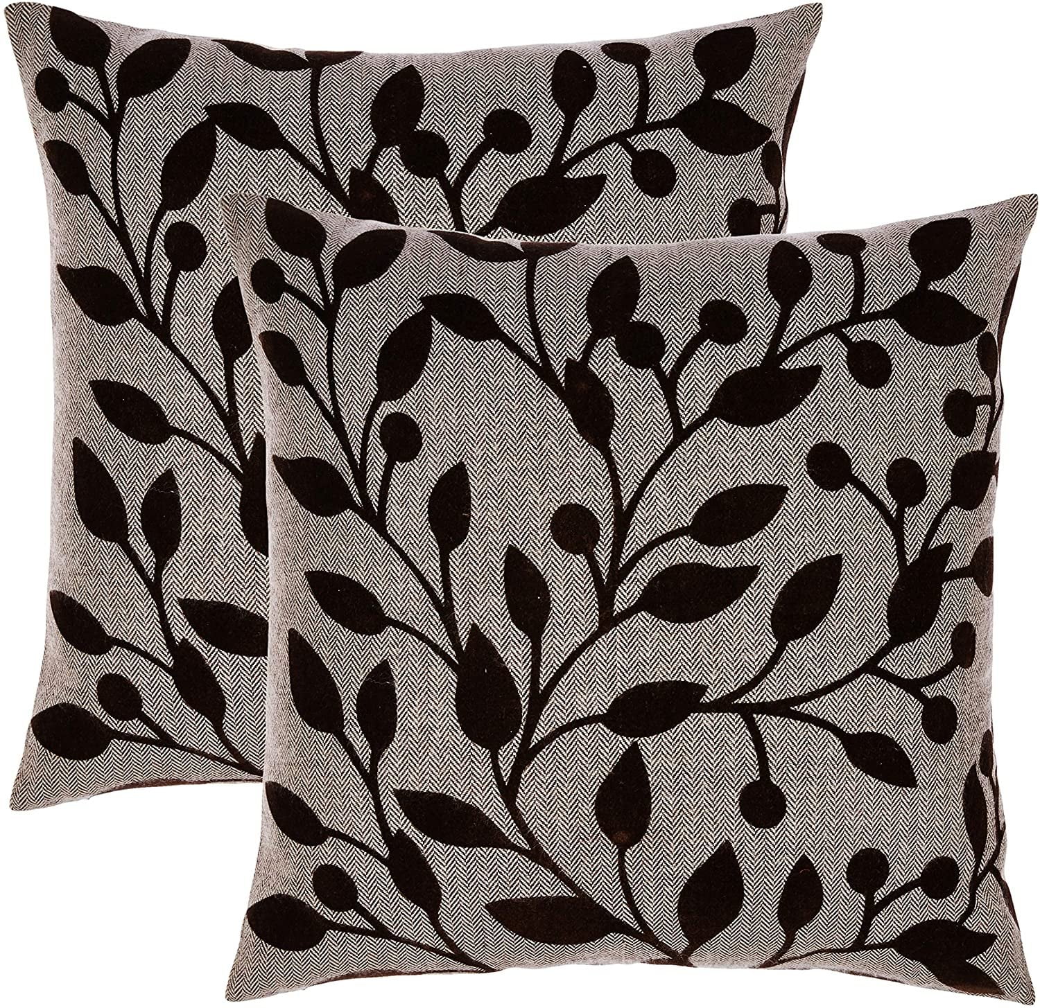 REDEARTH Designer Square Flock Printed Herringbone Throw Pillow Covers