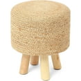 thumbnail image 1 of REDEARTH Foot Stool -Handmade Wooden 4 Legs Jute Seat Footrest for Living Room, Bedroom, Nursery, kidsroom, Patio, Gym; 100% Jute (16"x14"x14"; Natural), 1 of 9