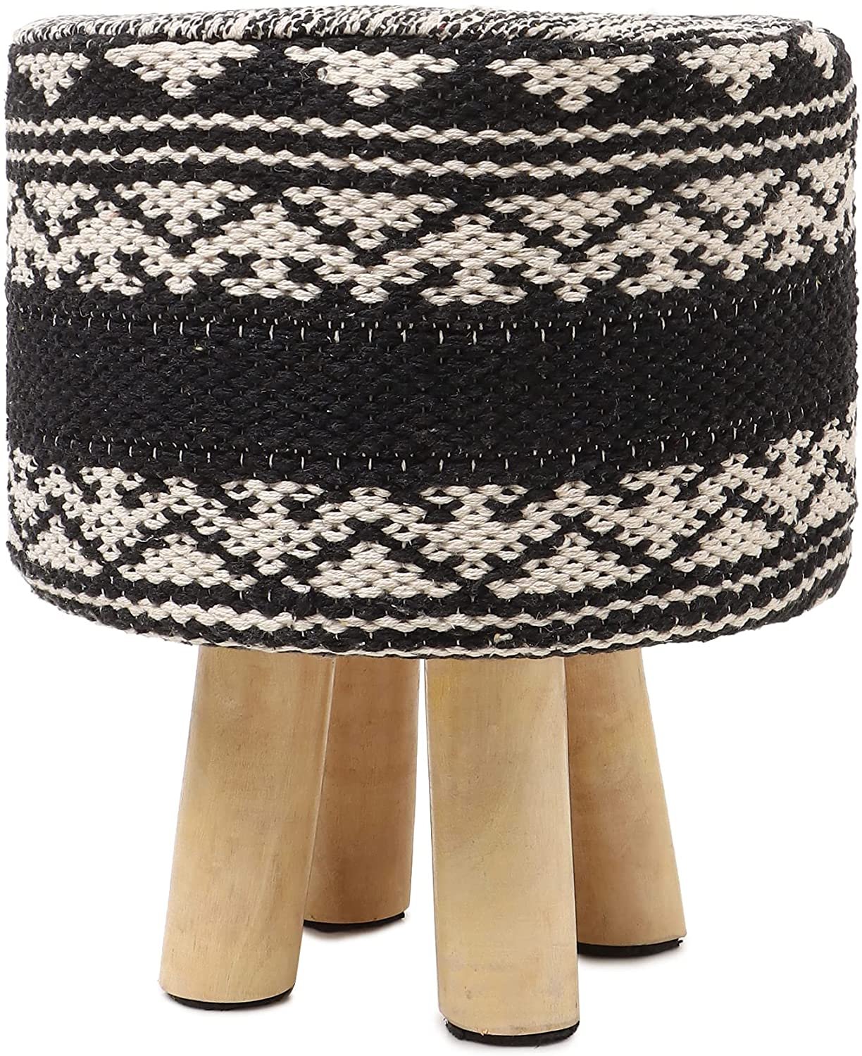 REDEARTH Foot Stool Handmade Wooden 4 Legs Tufted Seat Footrest for