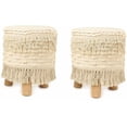 thumbnail image 1 of REDEARTH Foot Stool -Handmade Wooden 4 Legs Tufted Seat Footrest for Living Room, Bedroom, Nursery, kidsroom, Patio, Gym; 100% Cotton (16x14x14; Natural), 1 of 8