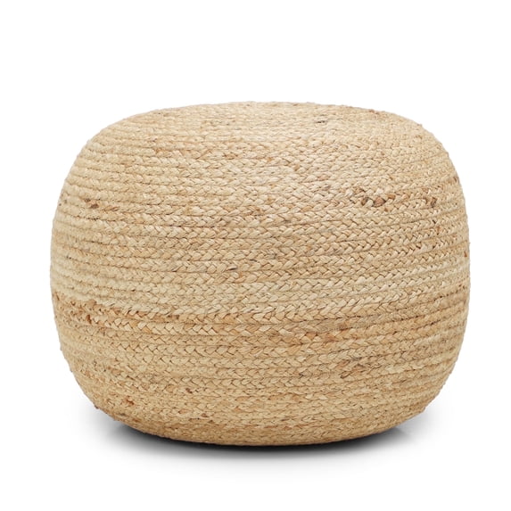 · REDEARTH · Jute Circular Jute Pouf Ottoman - Braided Pouffe Accent Sitting Round Footrest for Living Room, Bedroom, Nursery, kidsroom, Patio, Gym; 100% Jute (19.5"x19.5"x14"; Jute Natural)