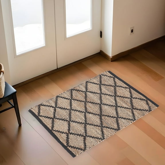 · REDEARTH · Jute Cotton Area Rug - 2'x3' Rectangular Rug, Sustainable Handwoven, Non-Shedding, Soft & Durable – Reversible, Neutral Tones for Home Décor in Living Room, Dining Room, Bedroom