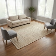 REDEARTH   Jute Cotton Area Rug - 8x10 Rectangular Rug, Sustainable Handwoven, Non-Shedding, Soft & Durable   Reversible, Neutral Tones for Home D cor in Living Room, Dining Room, Bedroom
