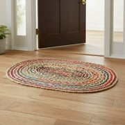 · REDEARTH · Jute Cotton Chindi Area Rug - 2'x3' Oval Rug, Handwoven, Non-Shedding, Soft & Durable – Multi Tones for Home Décor in Living Room, Dining Room, Bedroom