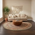thumbnail image 1 of · REDEARTH · Jute Cotton Chindi Area Rug - 8' Round Rug, Handwoven, Non-Shedding, Soft & Durable – Multi Tones for Home Décor in Living Room, Dining Room, Bedroom, 1 of 7