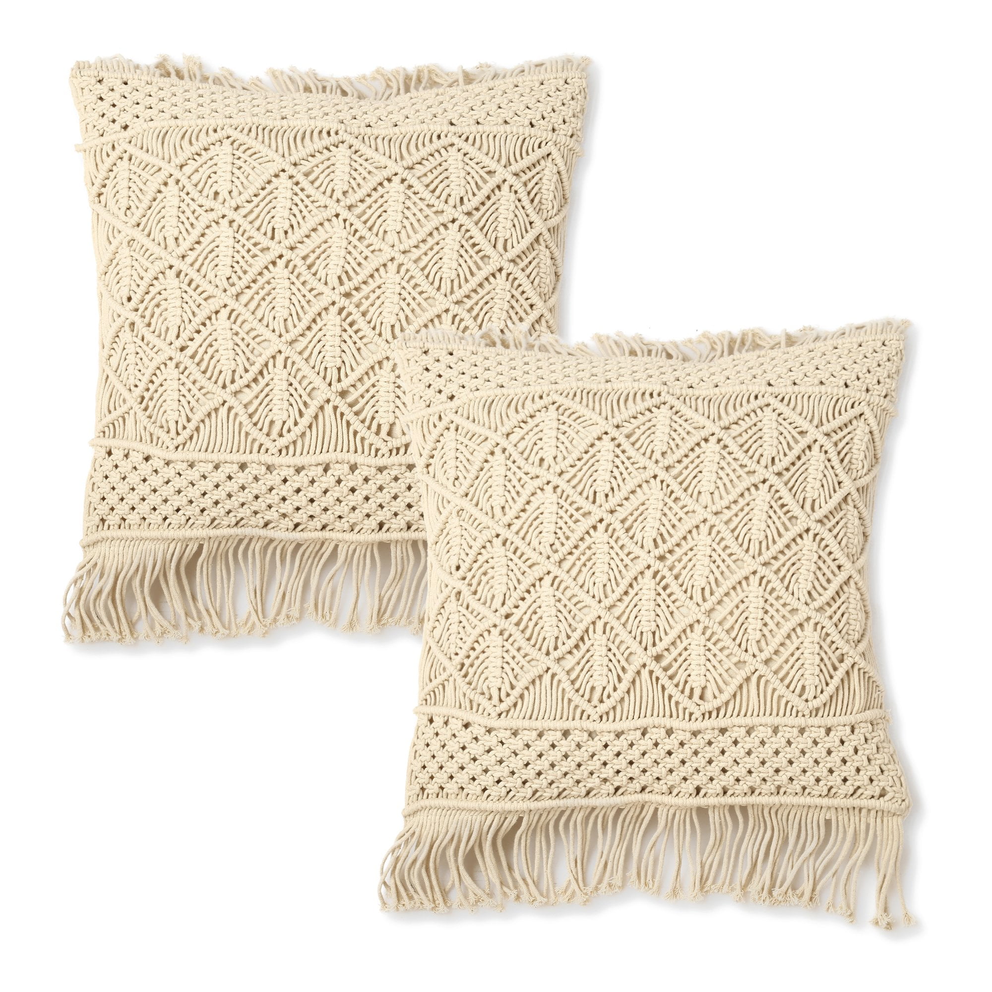 REDEARTH Tufted Throw Pillow Cushion Covers-Boho Textured Woven Decorative  Cases Set for Couch, Sofa, Bed, Farmhouse, Chair, Dining, Patio, Outdoor,  car; 100% Cotton 18x18; Natural Pack of 2