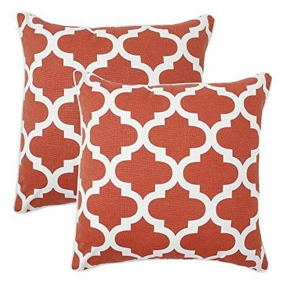 · REDEARTH · Printed Throw Pillow Cushion Covers-Woven Decorative Farmhouse Cases Set for Couch, Sofa, Bed, Chair, Dining, Patio, Outdoor, car; 100% Cotton (18"x18"; Burnt Orange) Pack of 2