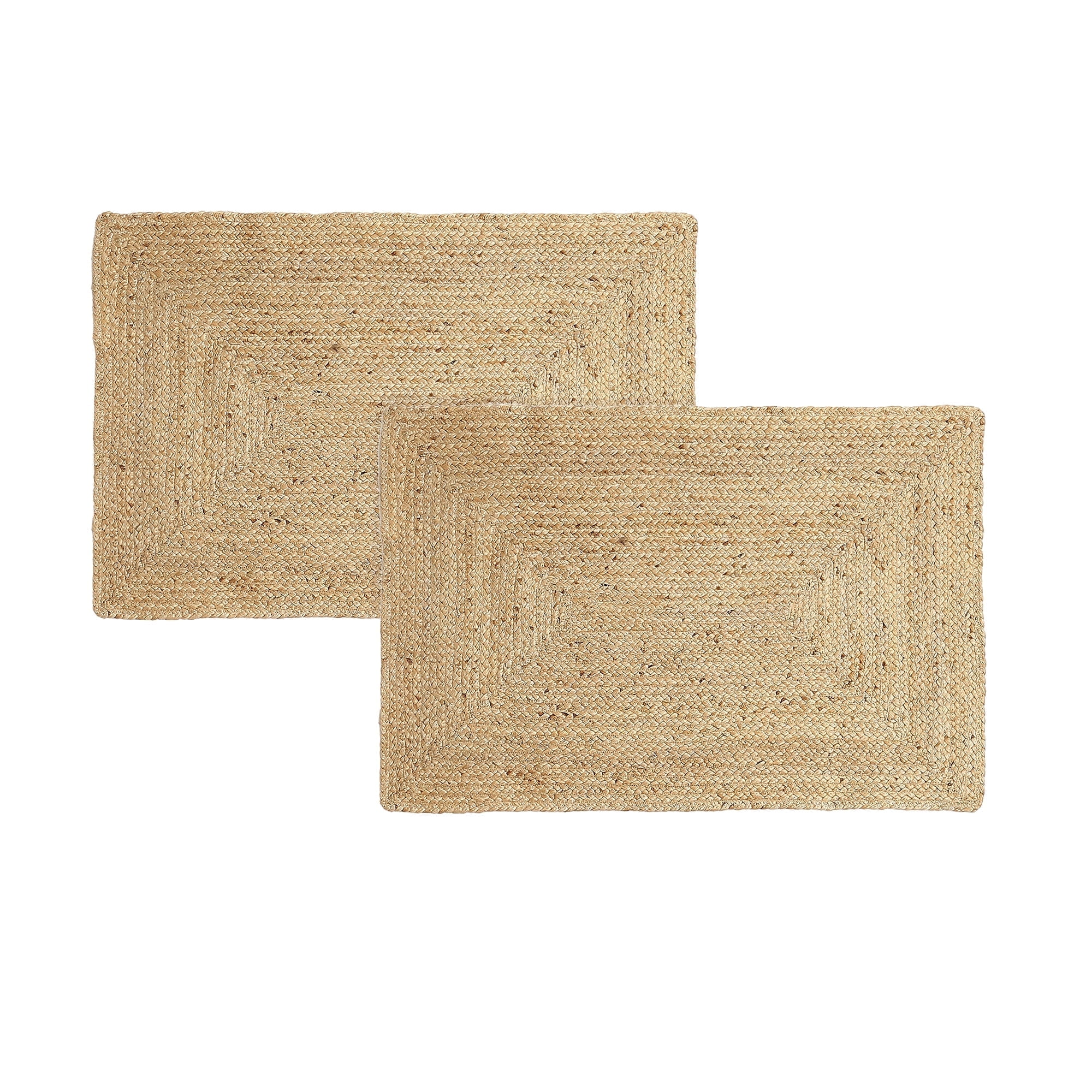 · REDEARTH · Rectangular Area Rug - 2'x3' Braided Natural Jute with Non-Skid Backing - Handwoven Boho Rug for Bedroom, Kitchen, Living Room - Aesthetic Home Decor - Durable Handmade Rug, Set of 2