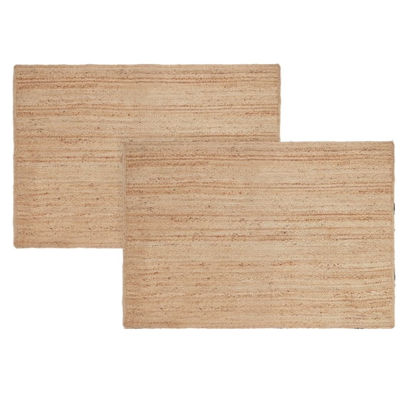 · REDEARTH · Rectangular Area Rug - 4'x6' Braided Natural Jute with Non-Skid Backing - Handwoven Boho Rug for Bedroom, Kitchen, Living Room Aesthetic Home Decor - Durable Handmade Rug, Set of 2