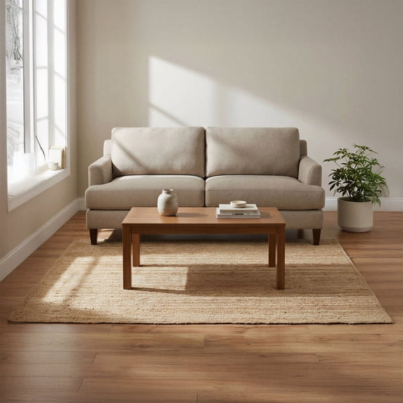 · REDEARTH · Rectangular Area Rug - 4'x6' Braided Natural Jute with Non-Skid Backing - Handwoven Boho Rug for Bedroom, Kitchen, Living Room - Farmhouse Aesthetic Home Decor - Durable Handmade Rug