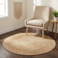thumbnail image 1 of · REDEARTH · Round Area Rug - 4 Feet Braided Natural Jute with Non-Skid Backing - Handwoven Boho Rug for Bedroom, Kitchen, Living Room - Farmhouse Aesthetic Home Decor - Durable Handmade Rug, 1 of 9