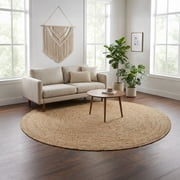 · REDEARTH · Round Area Rug - 10 Feet Braided Natural Jute Rug- Artisan Made Reversible Boho Jute Rugs for Bedroom - Kitchen - Living Room - Farmhouse - Aesthet