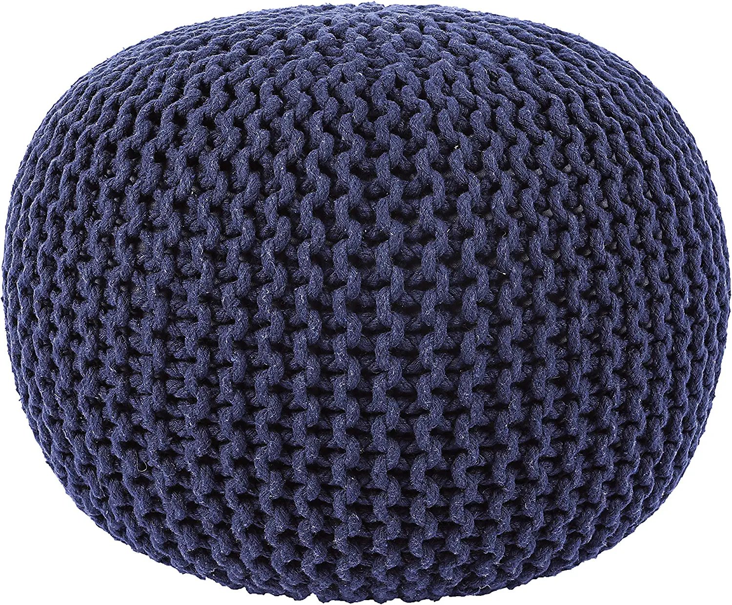 REDEARTH Round Pouf Foot Stool Bean Bag Ottoman Cable Knitted Cord