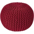 thumbnail image 1 of · REDEARTH · Round Pouf Ottoman - Hand Knitted Cable Boho Poof - Foot Stool Bean Bag - Home Décor Stuffed Footrest for Living Room - Nursery - Bedroom - 100% Cotton Poufs (19.5"x19.5"x14") - Red, 1 of 7