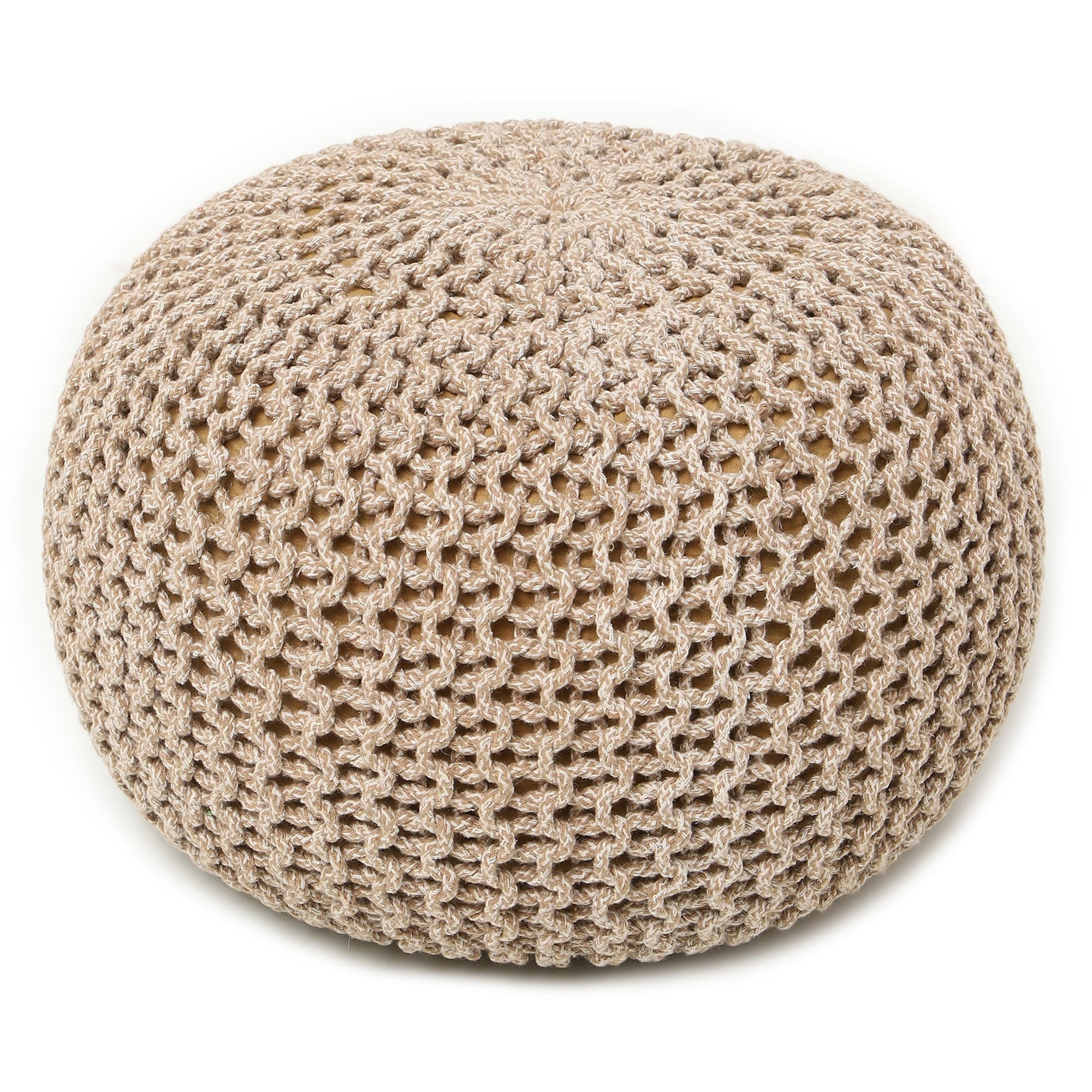 "REDEARTH Boho Round Pouf Ottoman - Hand Knitted Footrest for Living ...