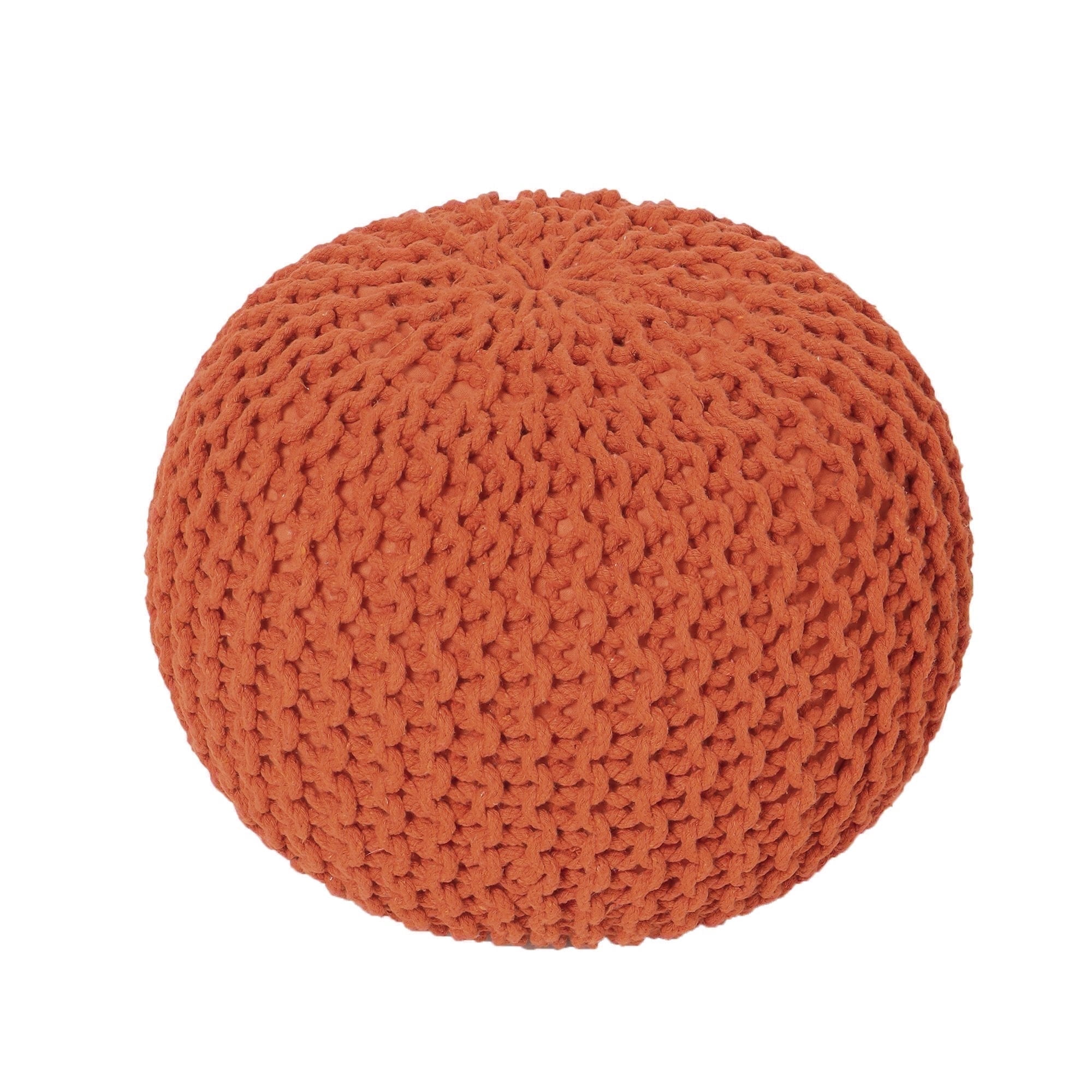 REDEARTH · Round Pouf Ottoman -Hand Knitted Cable Boho Poof -Pouffe ...