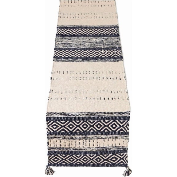 · REDEARTH · Table Runner - Hand Woven Exquisite Artisan Made Boho Decorative Table Runner for Dining Table, Coffee Table, Console, Dresser - 100% Cotton (13"x72", Indigo)