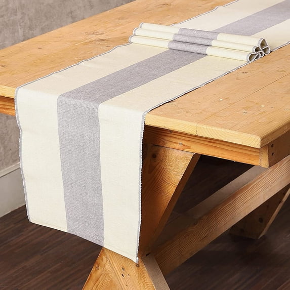 REDEARTH Table Runner-Ribbed Table Runner Woven Table Linen for Square, Round, Rectangle Dining Table, Coffee Table, Console, Dresser; 100% Cotton 14x72; Dark Gray