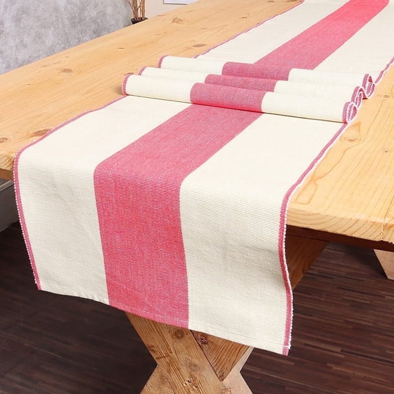 REDEARTH Table Runner-Yarn Dyed Ribbed Woven Table Linen for Square, Round, Rectangle Dining Table, Coffee Table, Console, Dresser; 100% Cotton (14"x72"; Red)