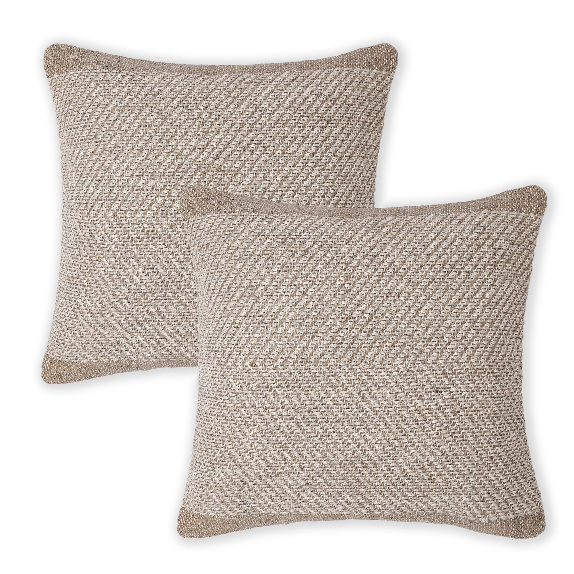 · REDEART Textured Throw Pillow Cushion Covers-Woven Tufted Decorative Farmhouse Cases Set for Couch, Sofa, Bed, Chair, Dining, Patio,Outdoor;50% Cotton 50% Jute (18"x18", Artisanal Chevron)Pack of 2