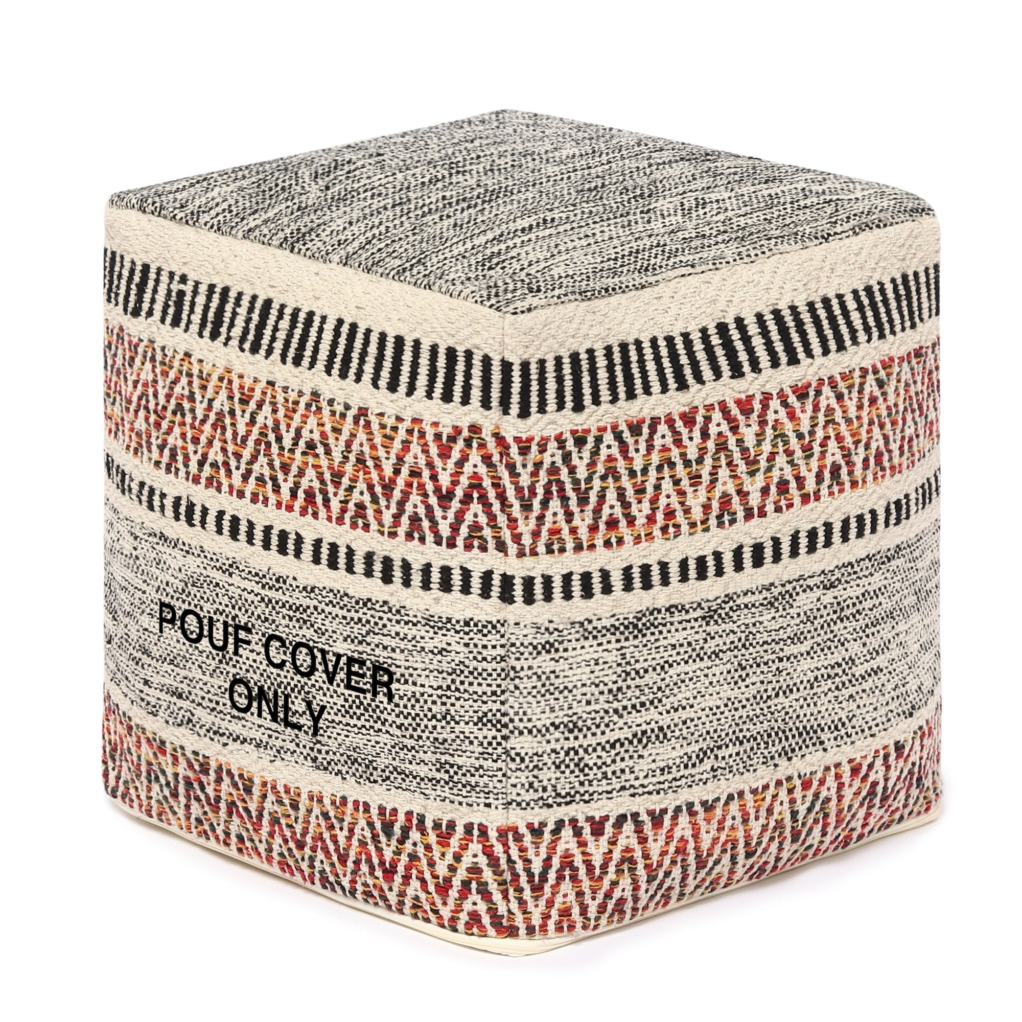 REDEARTH UNSTUFFED Pouf Ottoman Cover Textured Storage Cube Bean Bag Pouffe Footrest for Living Room Bedroom Nursery Kid s room 100 Cotton 18 X18 X18 Motley Bohemia Walmart Business Supplies