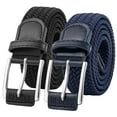 thumbnail image 1 of REDESS Men's Belt Braided Web Elastic Black Belt for Casual Golf Jeans,2 pack,Black+Beige, 1 of 7