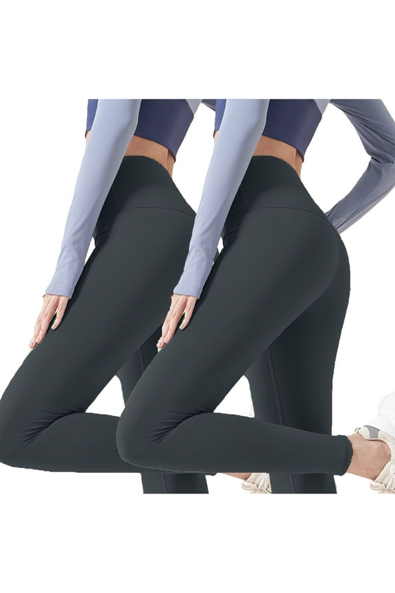 2 Pack High Waist Ankle Yoga Leggings for Women Size M -Black