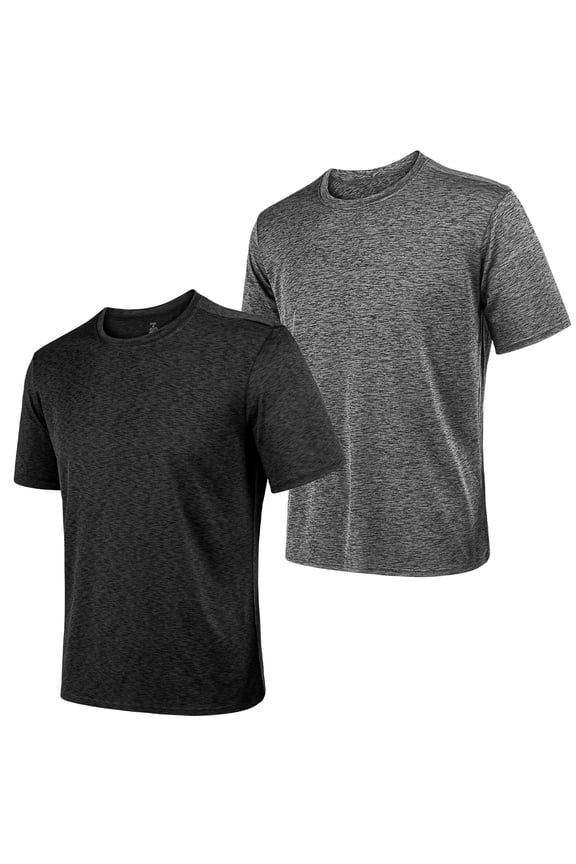 2 Pack Men's Athletic T Shirts Quick-Dry Active Workout Crew Neck Short Sleeve Top,Sizes m-2XL